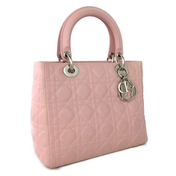 🌸 Christian Dior Cannage Lady Pink Lambskin Medium Bag crossbody (retail $6100) - Picture 2 of 10